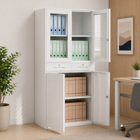 Çelik Dosya Dolabı 2 Kapılı Kilitlenebilir Ayarlanabilir Raflı Metal Saklama Dolabı Yangına Dayanıklı Dosya Dolabı