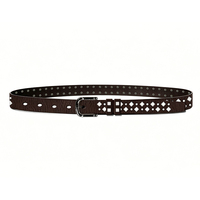 Ceinture en cuir de vachette pleine fleur italienne à motif diamant ajouré, design original, réglable, pour jeans décontractés, robes et usage quotidien, logo personnalisé