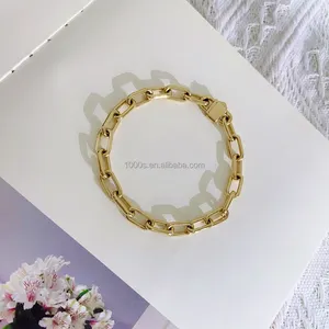 14K Gold Large Open Link Chain Bracelet Adjustable Paperclip Chain Bracelet Chain Bracelet For Girls