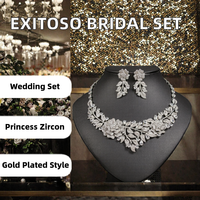 Ensemble de bijoux de mariée EXITOSO classique en laiton plaqué or et zircon pour mariage &amp;   Cadeau pour femme pour une fête