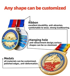Médaille de sport personnalisée en alliage de zinc 3D doré, à concevoir soi-même, pour marathon, vente en gros à prix abordable - Product Image 3