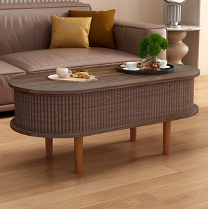 Mesa de Centro con Tapa Elevable y Compartimento Oculto, Mesa de Centro de Madera Moderna con Tapa Elevable Ovalada, Muebles Ecológicos para Sala de Estar - Product Image 3