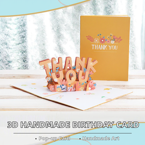 Biglietto di ringraziamento di <span class=keywords><strong>compleanno</strong></span> pop-up 3D con lettere a forma di fiori arancioni caldi autunnali, con biglietto vuoto ecologico per <span class=keywords><strong>auguri</strong></span> scritti a mano - Product Image 5
