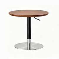 Petite table ronde en bois massif, table basse réglable, table d'appoint pour canapé de salon ou balcon, table à manger pour petit appartement