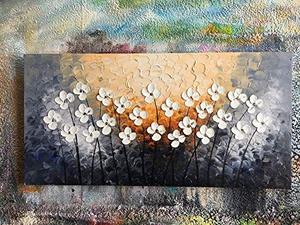 Bán Buôn Floral Canvas Tường Nghệ Thuật Với Tấm Dao Sơn Kết Cấu Hoa Hiện Đại Tranh Sơn Dầu Hình Ảnh Cho Phòng Khách Trang Trí Nội Thất - Product Image 2