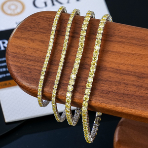 Luxury 925 <b>Silver</b> Rhodium Plated Moissanite Tennis <b>Bracelet</b> Brilliant Cut Classic Party Jewelry for Women <b>Men</b> Hip Hop Style - Product Image 1