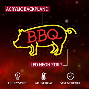 Pork BBQ neon LED indoor hanging ambient light shop <b>sign</b> wall decoration light entrance indicator light luminous <b>sign</b> Customize - Product Image 2