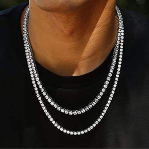 RINNTIN SC74 placcato platino tempestato di diamanti 3A White Lab Diamond zircone Hiphop <span class=keywords><strong>16</strong></span> 18 20 22 pollici collana in argento <span class=keywords><strong>Sterling</strong></span> S925