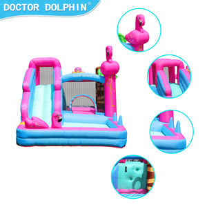 <span class=keywords><strong>Castillo</strong></span> Inflable <span class=keywords><strong>Doctor</strong></span> Dolphin en Stock, Diseño Flamencos Morados, Brincolín con Tobogán para Fiestas - Product Image 5