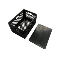 Caisse à lait pliable 24QT avec couvercle en plastique, paniers de rangement empilables avec poignées