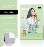 Affichage publicitaire lumineux mural ultra-mince en aluminium rectangulaire avec éclairage LED, verre trempé coulissant et film pour boîte à lumière