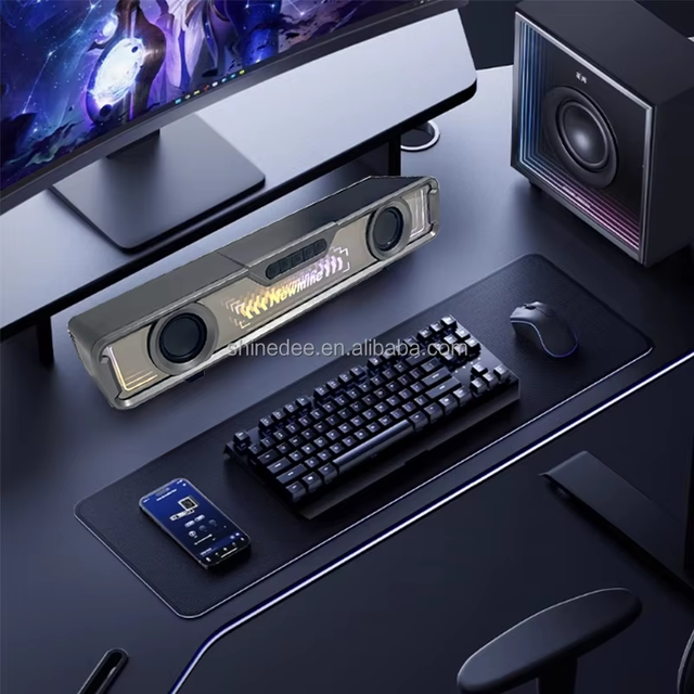 Personal Soundbar Built in Subwoofer RGB Lighting Mirror Surface TV Meeting Rooms Classrooms Computer Gaming Speaker
