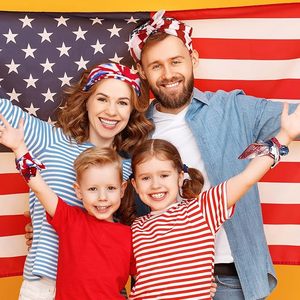 <span class=keywords><strong>Bandana</strong></span> Bandiera USA Personalizzata 21*21 Pollici <span class=keywords><strong>Rossa</strong></span> Bianca e Blu per Collo e Viso, per Uomini e Donne - Product Image 6