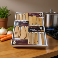 Bamboe Keukenhulpjes 4-delige Bestekset 100% Ecologisch Houten Handgreep Alleen Handwas Aanbevolen Kook- en Serveergerei Gemaakt in China