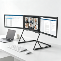Moniteur triple FHD 1920*1080 18,5 pouces 60Hz IPS avec support pliable en métal et haut-parleurs pour usage professionnel et bureautique