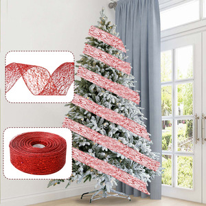Cinta de Navidad de 2 m con Adornos de Bolas de Confeti Rojas para Decoración de Árboles - Product Image 2