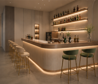 Table de bar moderne en acier en forme de L, pliable, résistante à l'eau, durable, écologique, facile à nettoyer, pour usage commercial et domestique