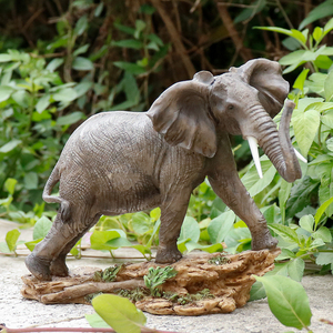 Scultura di <span class=keywords><strong>Elefante</strong></span> in Resina Dipinta a Mano con Base Naturalistica, Statuetta Animale da Scrivania per Arredamento Casa e Ufficio - Product Image 2