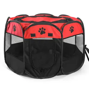 Восьмиугольная палатка для домашних животных, собачка, Оксфордский забор, складная клетка, палатка для кемпинга, комната для доставки собак, кошек, гнездо для домашних животных