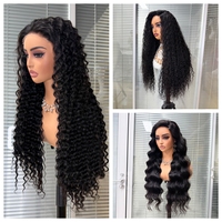 Perruques Lace Front Ondulées Profondes en Cheveux Humains, Sans Colle, avec Dentelle HD, Cheveux Vierges à Cuticules Alignées, Cheveux Bruts pour Femmes Noires, Perruque HD Lace