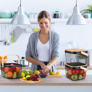 <span class=keywords><strong>Panier</strong></span> à fruits en treillis métallique <span class=keywords><strong>avec</strong></span> <span class=keywords><strong>couvercle</strong></span> et poignées, bacs de rangement empilables anti-mouches pour légumes frais, idéal pour la cuisine - Product Image 6