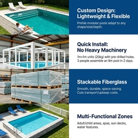 Piscine hors sol en fibre de verre préfabriquée Longxuan avec marches, en composite renforcé de fibres de verre (FRP/GRP) pour usage domestique