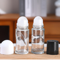 Flacon cylindrique en verre de 30 ml/50 ml pour huiles essentielles, flacon vide avec tête de bille roulante pour massage, application thérapeutique, cosmétique et médicament