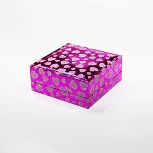 Розовая коробка для украшений с блестками в форме сердца, коробка для украшений с рисунком сердца из пены