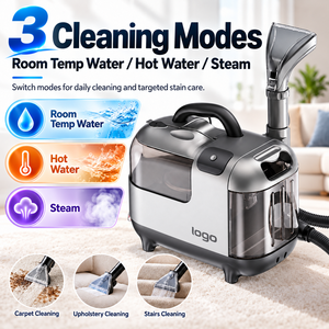 เครื่องทำความสะอาดเบาะแบบพกพา OEM ODM 1200W 3 in 1 พร้อมน้ำร้อนและไอน้ำ สำหรับทำความสะอาดคราบสกปรก ด้วยแรงดูด 13kPa สำหรับโซฟา - Product Image 1