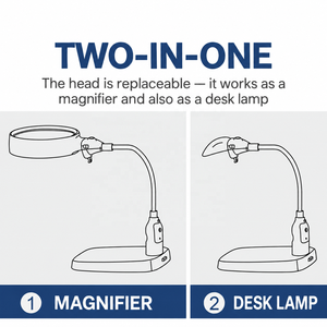 <span class=keywords><strong>Loupe</strong></span> de bureau LED à grande lentille avec bras flexible réglable et éclairage intégré pour la réparation électronique, la soudure et les travaux manuels - Product Image 3