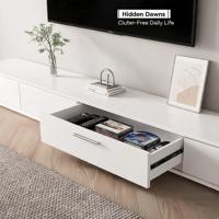 Meuble TV mural moderne en bois avec rangement, écologique et réglable pour salon