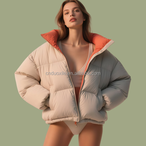 Piumino da <span class=keywords><strong>Donna</strong></span> ODM 90% Piuma d'Oca Bianca, Giacca Invernale Corta Imbottita <span class=keywords><strong>Oversize</strong></span> con Collo Grande, Grigio Antracite, Personalizzabile OEM - Product Image 6