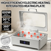 Ensemble de réchauds électriques à finition blanche avec contrôle numérique précis de la température, chauffe-plats pour buffets, événements et banquets professionnels