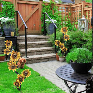 Ornements de jardin en résine en forme de crâne de tournesol, décoration d'Halloween extérieure, en forme de fleur, en résines synthétiques - Product Image 1
