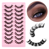 Vente en gros Private Label 3d Faux Vison Lahes Naturel Longue Croix Faux Cils 10 Paires de Cils Faux