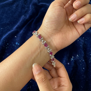 Colour Mountain <b>Ruby</b> Tennis <b>Bracelet</b> 7.5 Inch Natural <b>Ruby</b> 925 Sterling Silver White Gold Plated Luxury Fine Jewelry for Party - Product Image 1