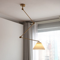 Nouveau Lustre Suspendu Réglable de Style Nordique pour Hôtel, Design LED, Finition Or, Matériaux Cuivre/PVC, Hauteur Ajustable