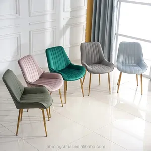 Mediados siglo comedor silla verde silla de cafe muebles de silla cena stolar diseño moderno tapizado pelle de metal de oro retro silla - Product Image 5