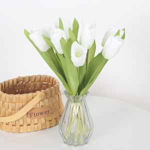 Fleurs artificielles en soie Jessie, tulipes blanches à tige unique, pour mariage, décoration intérieure, style moderne - Product Image 3