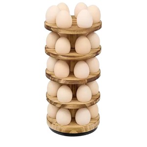 Wooden Rotating Egg Rack 5 Tier 6.25x12.75 Inch 360 Degree <b>Kitchen</b> Storage Display Fresh Keeping Countertop Organizer - Product Image 2