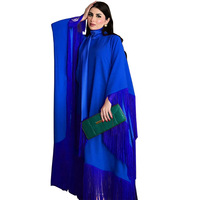 D-02014 femme musulmane manches chauve-souris frangée Kaftan robe haute couture modeste robe de soirée