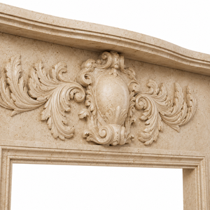 Cheminée en marbre personnalisée, moderne, sculptée à la main, luxueuse, classique, beige crème, avec manteau de cheminée en marbre et cadre de cheminée en marbre - Product Image 4