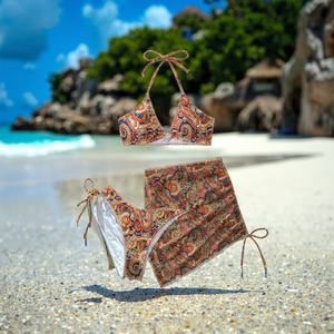 ชุดบิกินี่เซ็กซี่แบบ 2 ชิ้น สายผูกคอ ผ้าแห้งเร็ว บราดันทรง สายวีสตริง ผ้ายืดสแปนเด็กซ์/โพลีเอสเตอร์ ชุดว่ายน้ำสำหรับผู้หญิง - Product Image 1