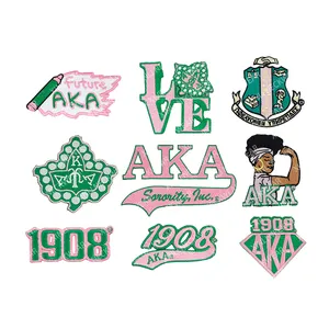 Custom Assorted Embroidered Sew Iron On Pink Letter Patch Woven Alphabet Designer Sorority Patches For Clothes