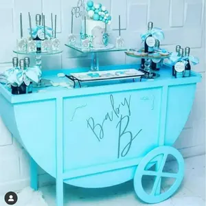 Amazon Hot Sale Customized Wooden Candy Cart With Wheels For Wedding Children Christmas Dessert Party Decoration Display Stand
