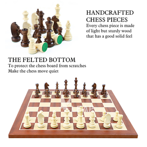 Set di Pezzi degli <span class=keywords><strong>Scacchi</strong></span> in Legno Pesanti Triplo Peso Leap, 9,8 cm (3,8 Pollici), Marrone e Bianco, Set da Torneo WG-WP38H CN - Product Image 2