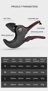 Ống cắt 32mm-75mm Hợp kim nhôm cơ thể Ratchet kéo ống cắt PVC/PU/PP/PE ống cắt dụng cụ cầm tay - Product Image 6