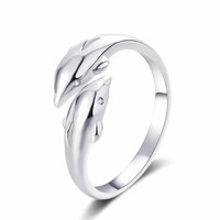 Bague double dauphin en métal doré à la mode bague d'index d'ouverture simple bague de style couple romantique