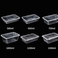 Boîtes à lunch rectangulaires jetables en PVC transparent PP 500ml-1000ml, boîte en plastique résistante au micro-ondes pour la livraison de repas