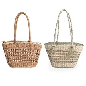 Nhà máy tùy chỉnh giấy rơm Tote Túi Rỗng ra Dệt công suất lớn bãi biển Túi với dây kéo lót cho phụ nữ - Product Image 1